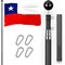 G128 Combo Pack: 16 Ft Telescoping Aluminum Flagpole (Black) & Chile Chilean Flag 3x5 Ft, ToughWeave Series Embroidered 300D Polyester | Pole with Flag Included